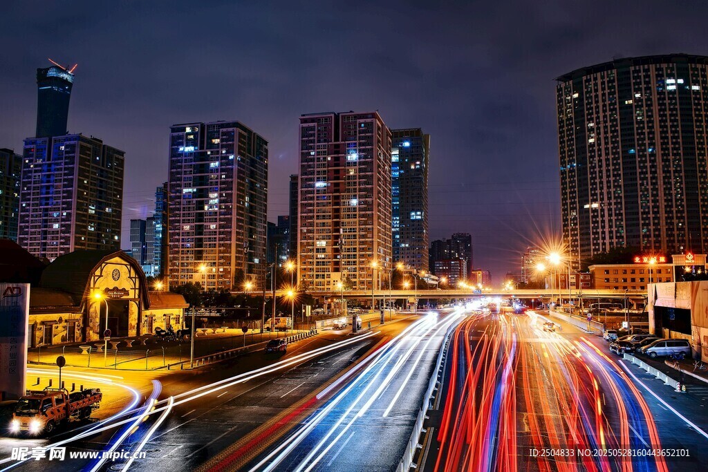 城市夜景车流光影之美