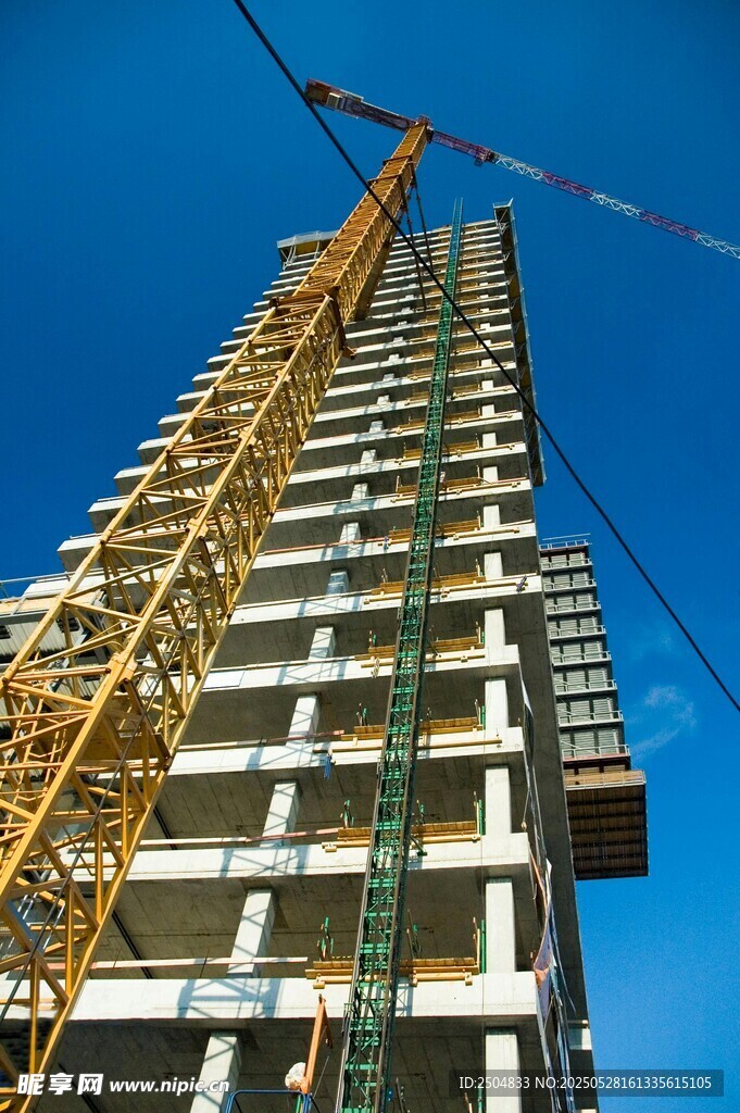 高楼建设中的塔式起重机
