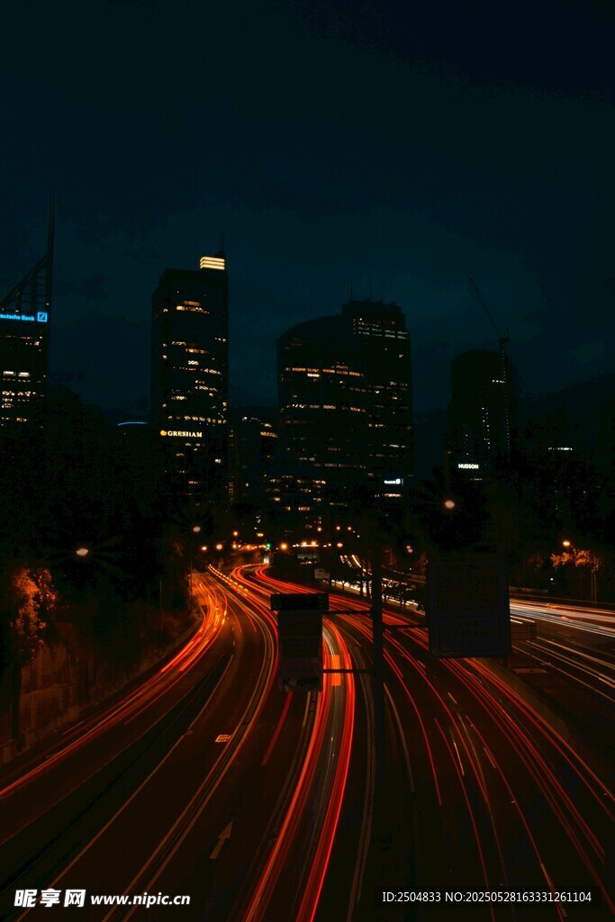 城市夜景车流光影轨迹