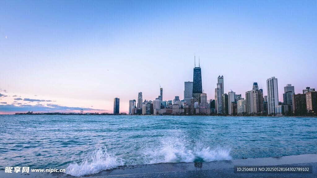 海滨城市天际线美丽景观