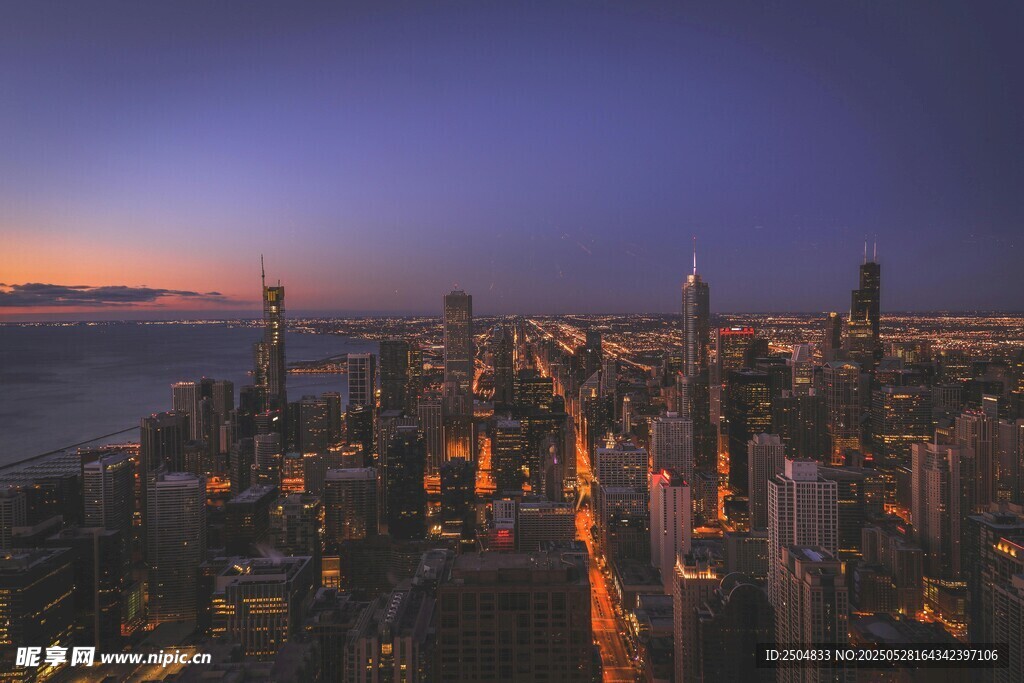 城市夜景天际线俯瞰美景