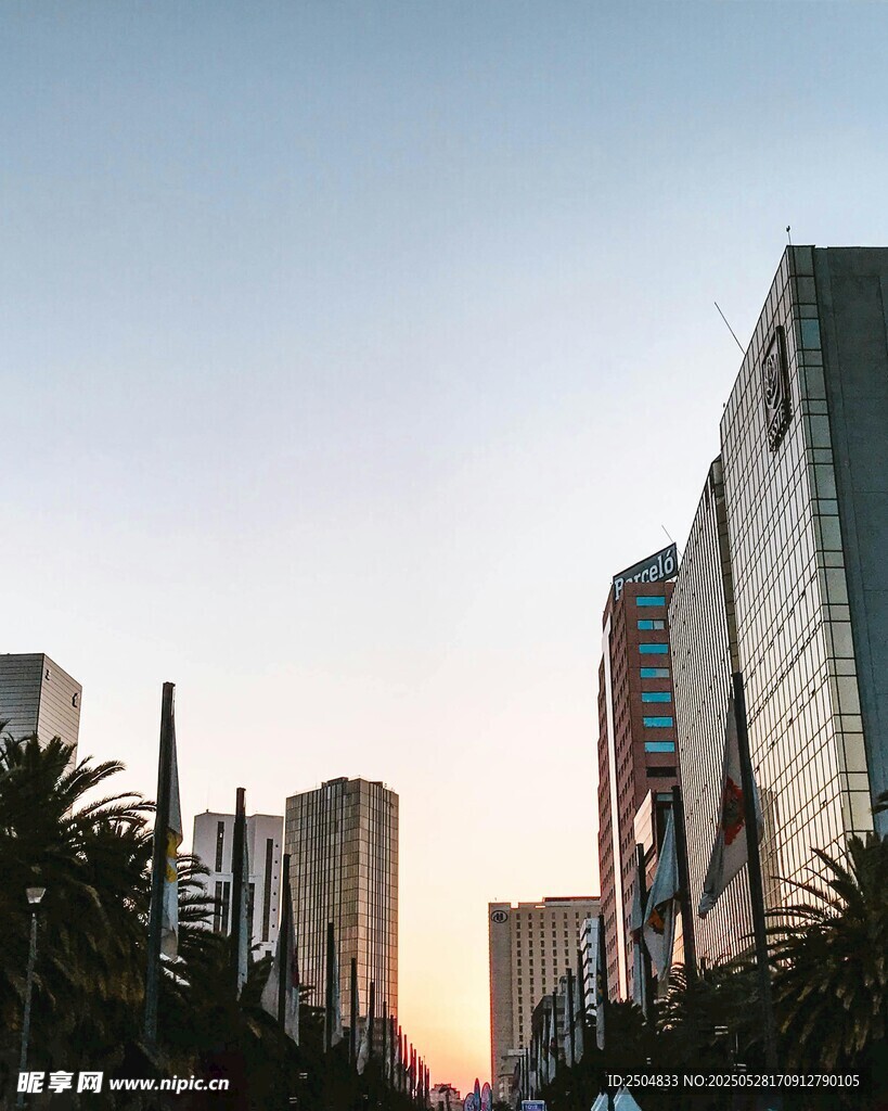 城市黄昏高楼景观