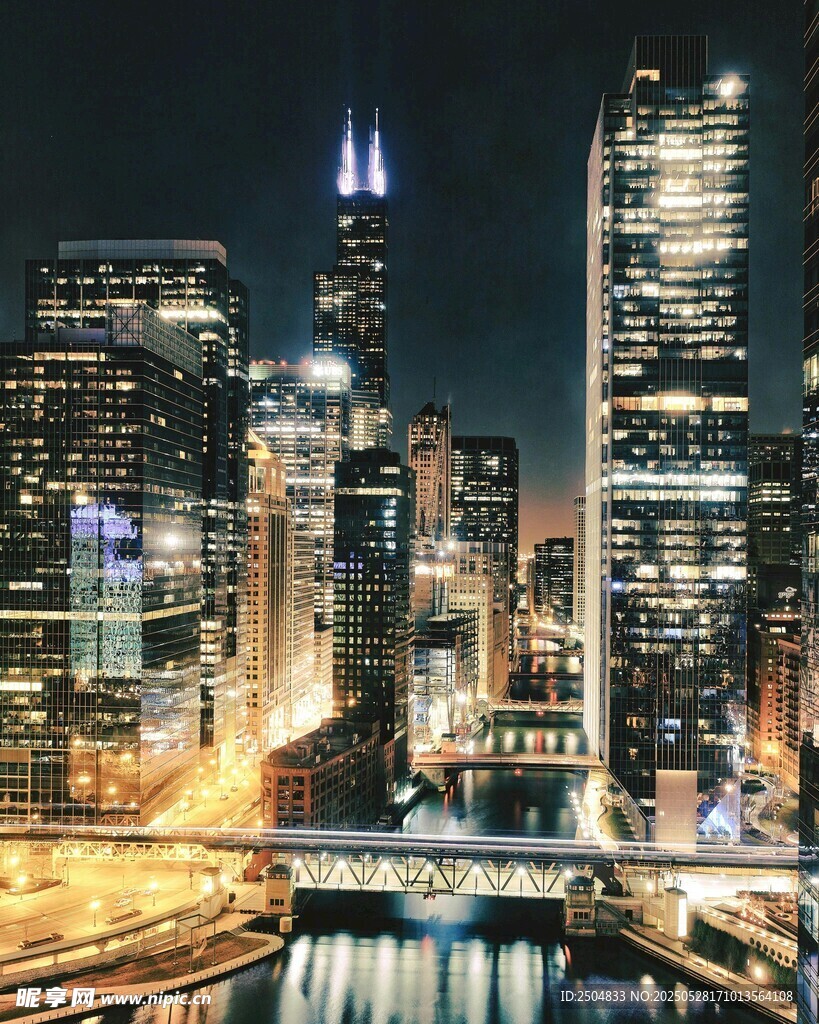 繁华都市夜景璀璨灯火
