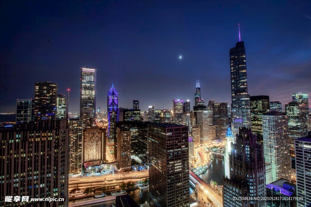 繁华都市夜景璀璨灯火
