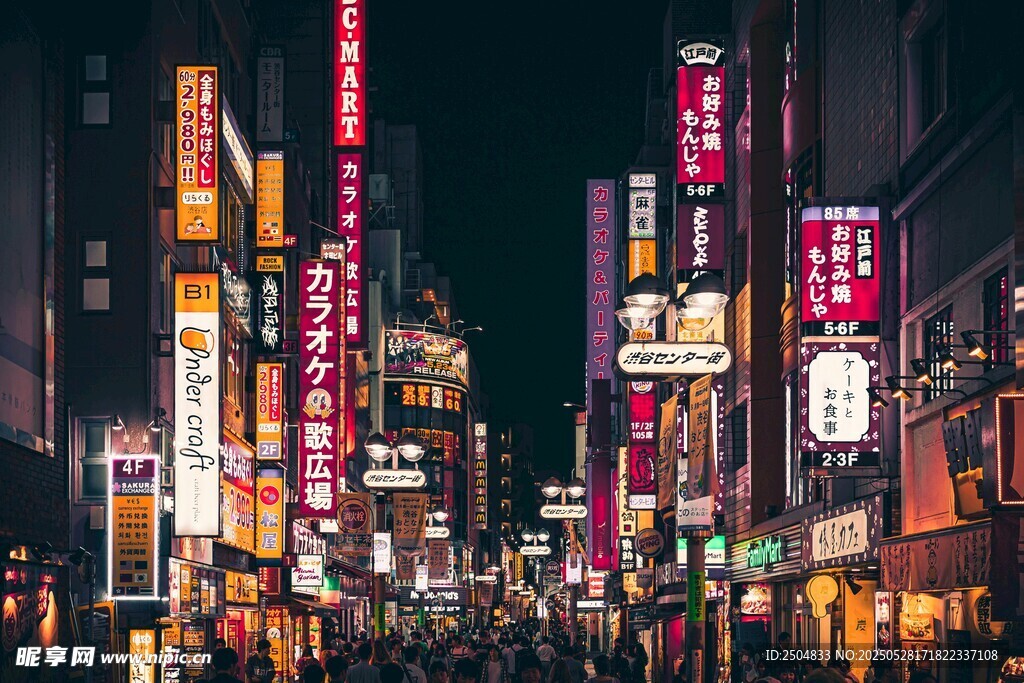 繁华都市夜景街头景象
