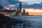 香港海滨城市黄昏美景