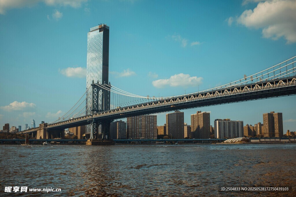 纽约城市桥梁与摩天大楼景观