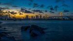 海滨城市黄昏美丽景致