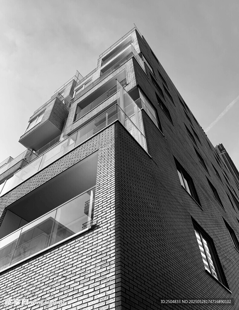 现代砖砌建筑外观特写