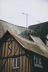 古朴欧式木屋屋顶景观