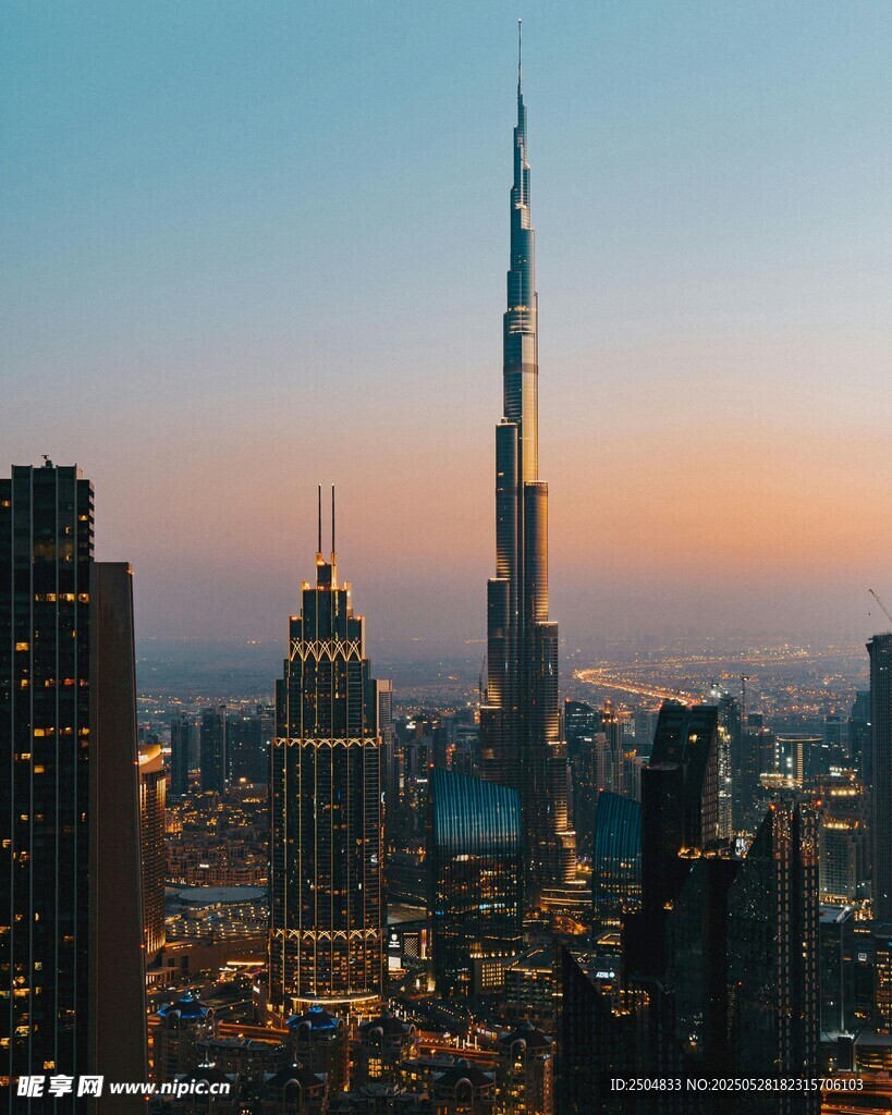迪拜城市天际线壮丽景观