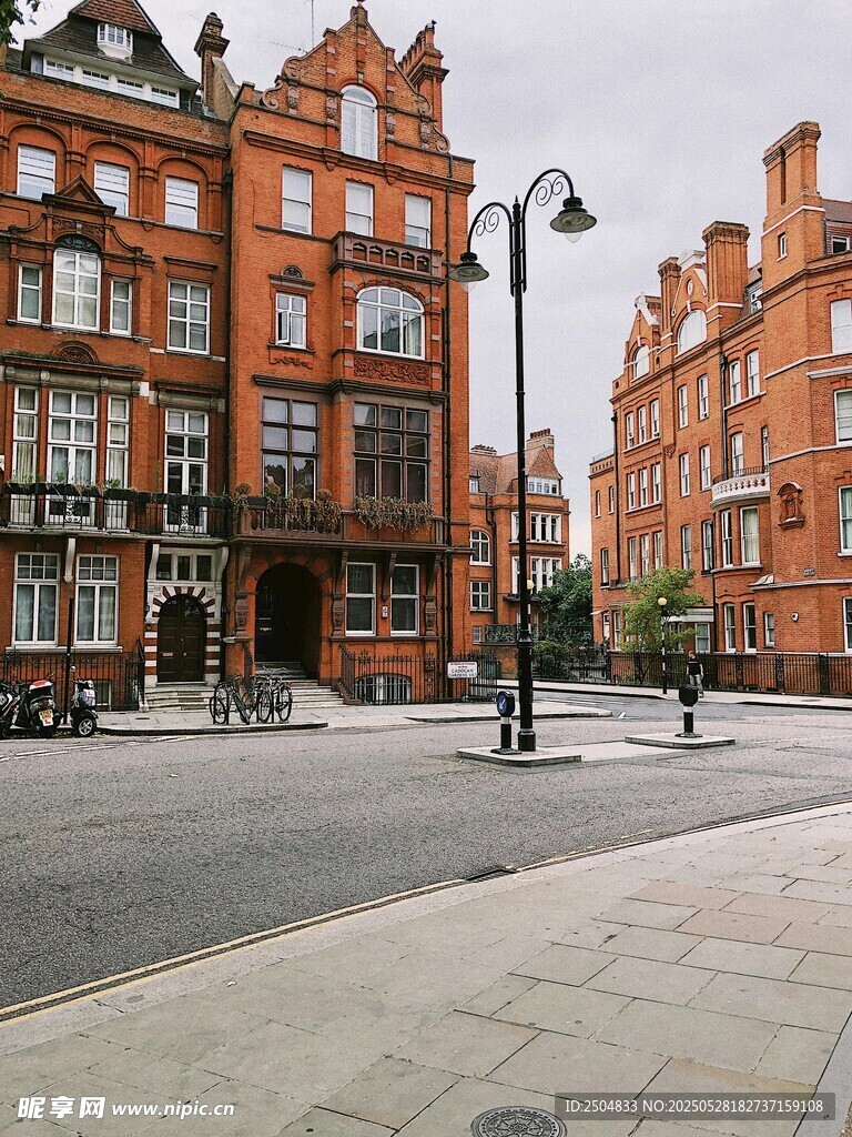 英式红砖建筑街道景观