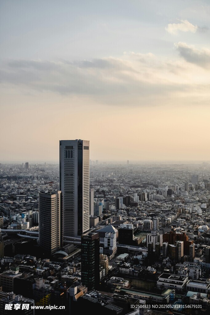 城市天际线日落景观