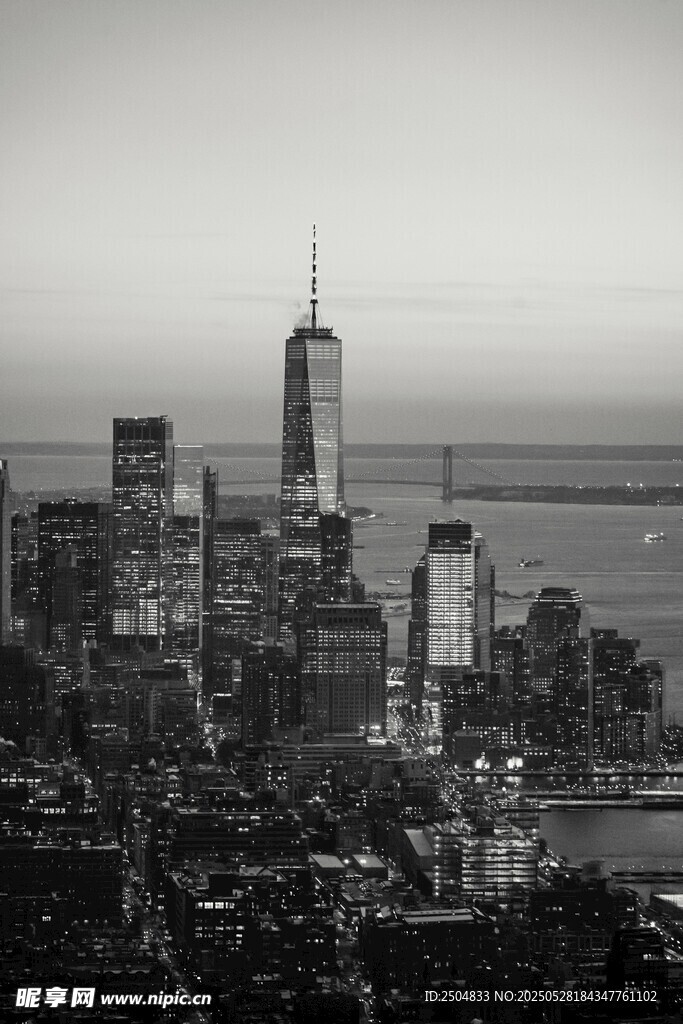 纽约城市天际线黑白景观