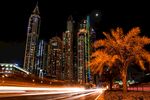 迪拜夜景 璀璨高楼与光影车流