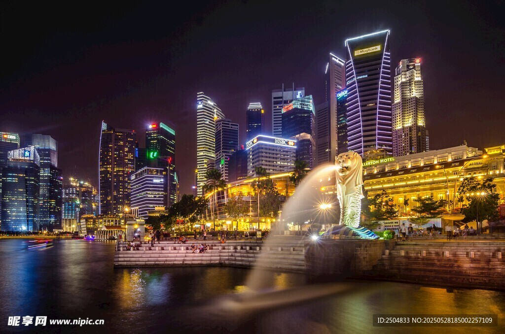 新加坡璀璨夜景喷泉景观