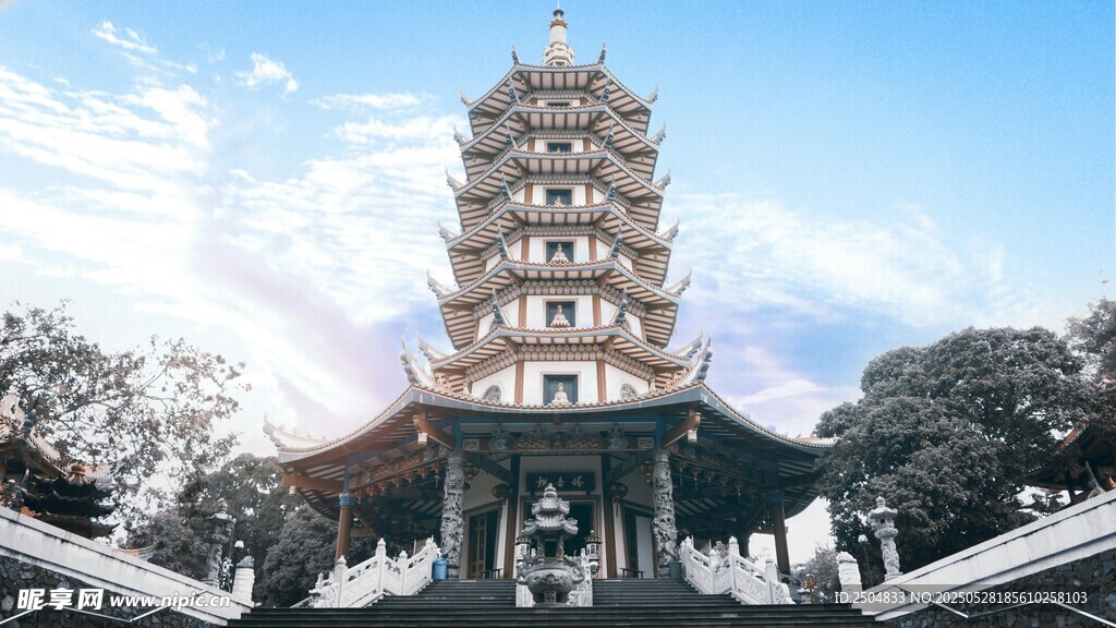 中式宝塔建筑景观