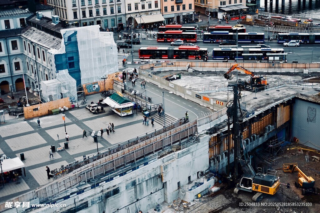 城市建筑工地俯瞰景象