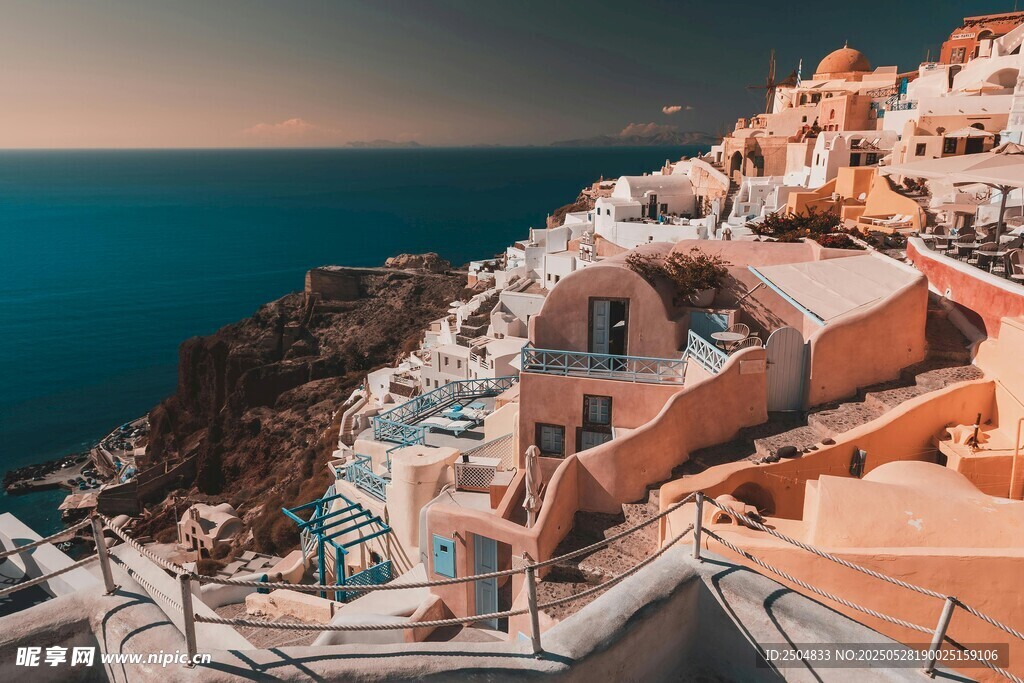 圣托里尼绝美海边建筑景观