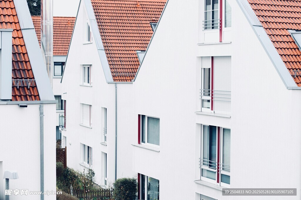欧式白色房屋建筑景观