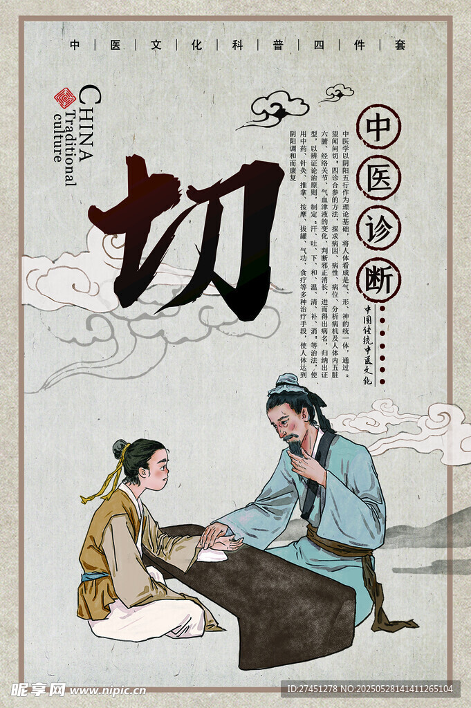 古代中医切脉场景
