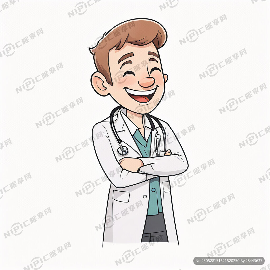 卡通医生 微笑 简笔画 无字
