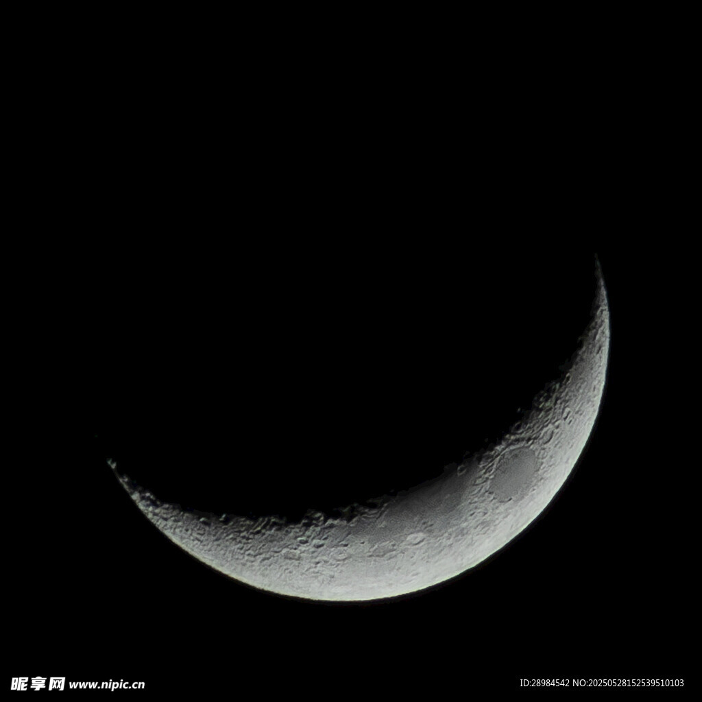 弯弯新月悬于夜空