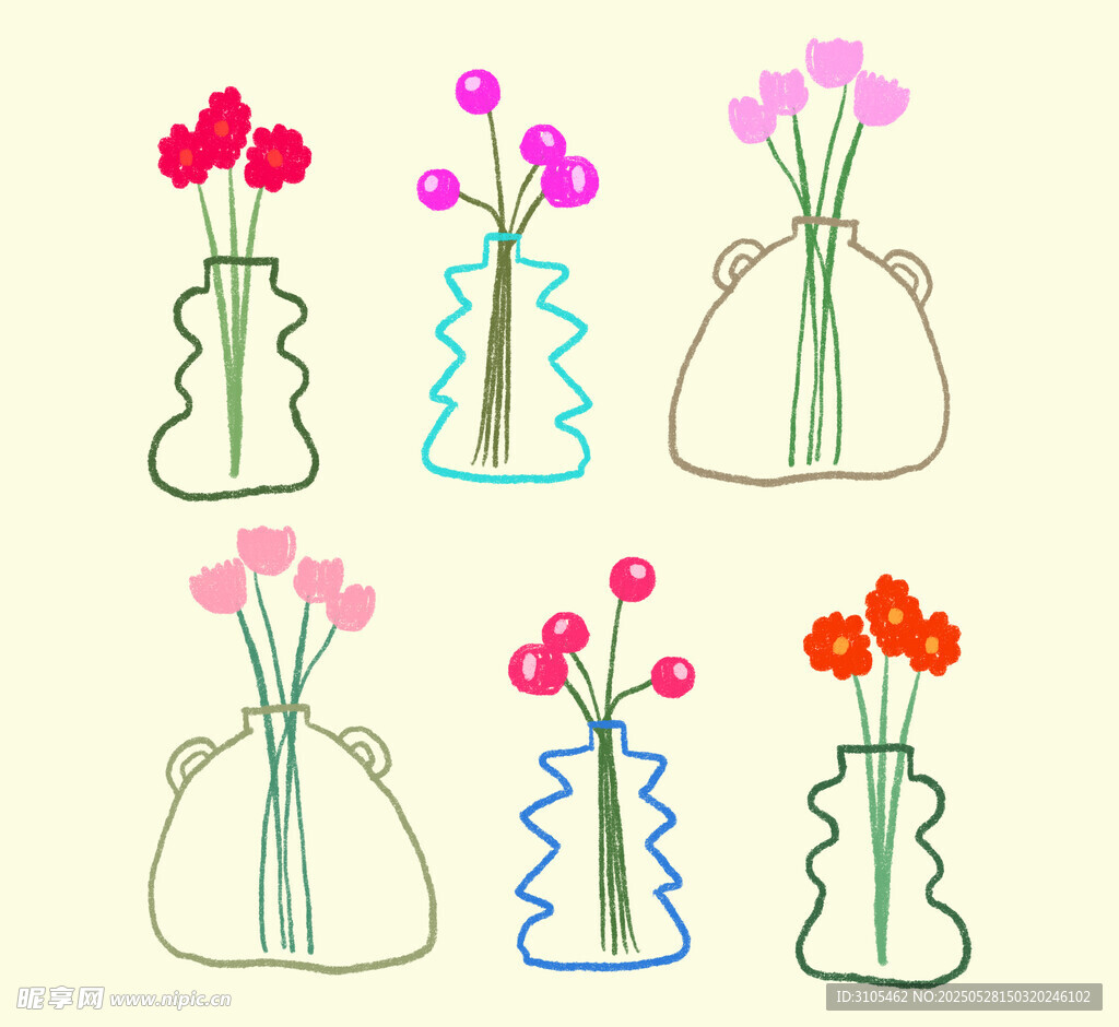 手绘插花图案