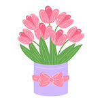 粉色郁金香花瓶插画