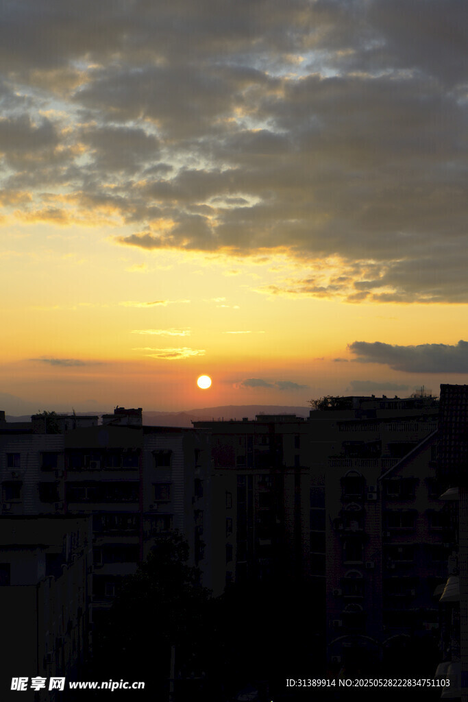 城市日落景象