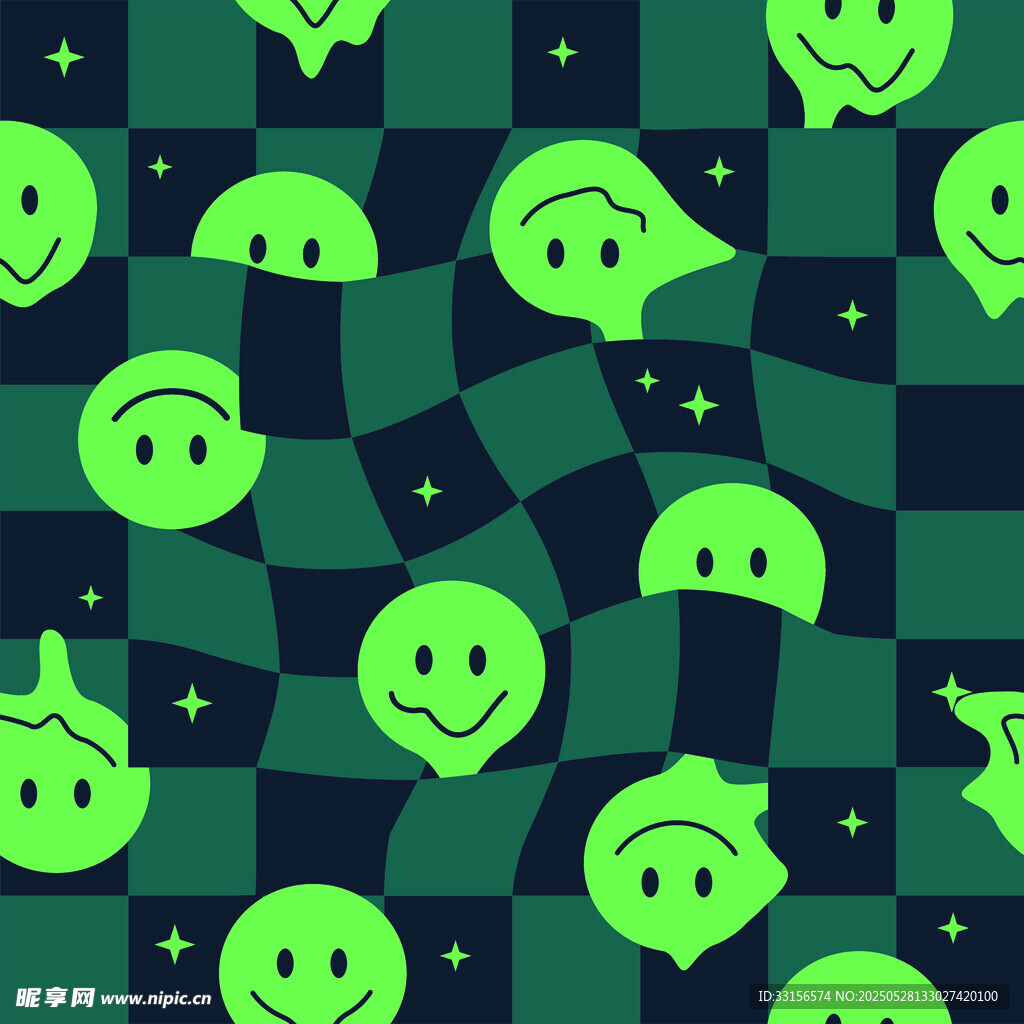 绿色笑脸图案背景设计