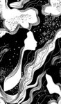 梦幻星空下的抽象人物剪影