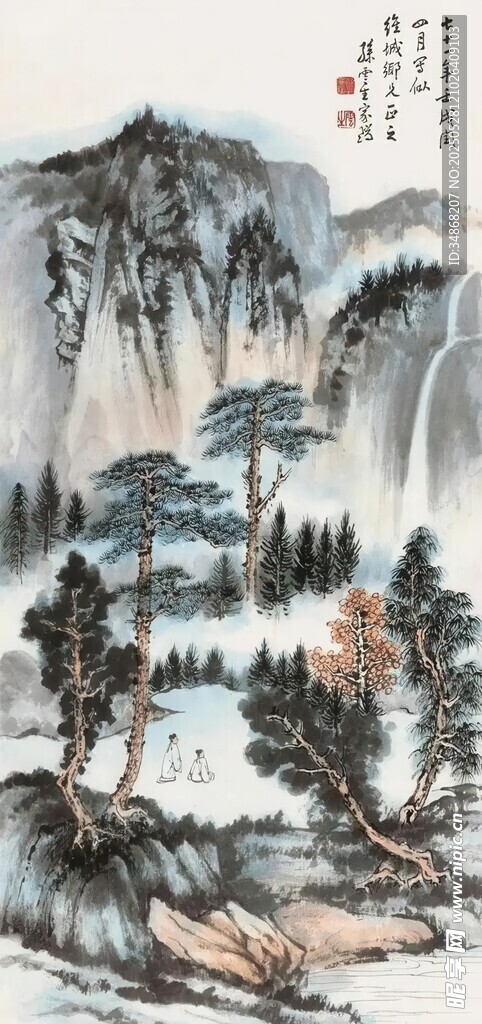 水墨山水国画风景图