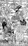 传统神话黑白插画场景