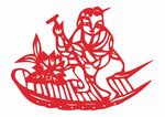 剪纸艺术之仙人乘船形象