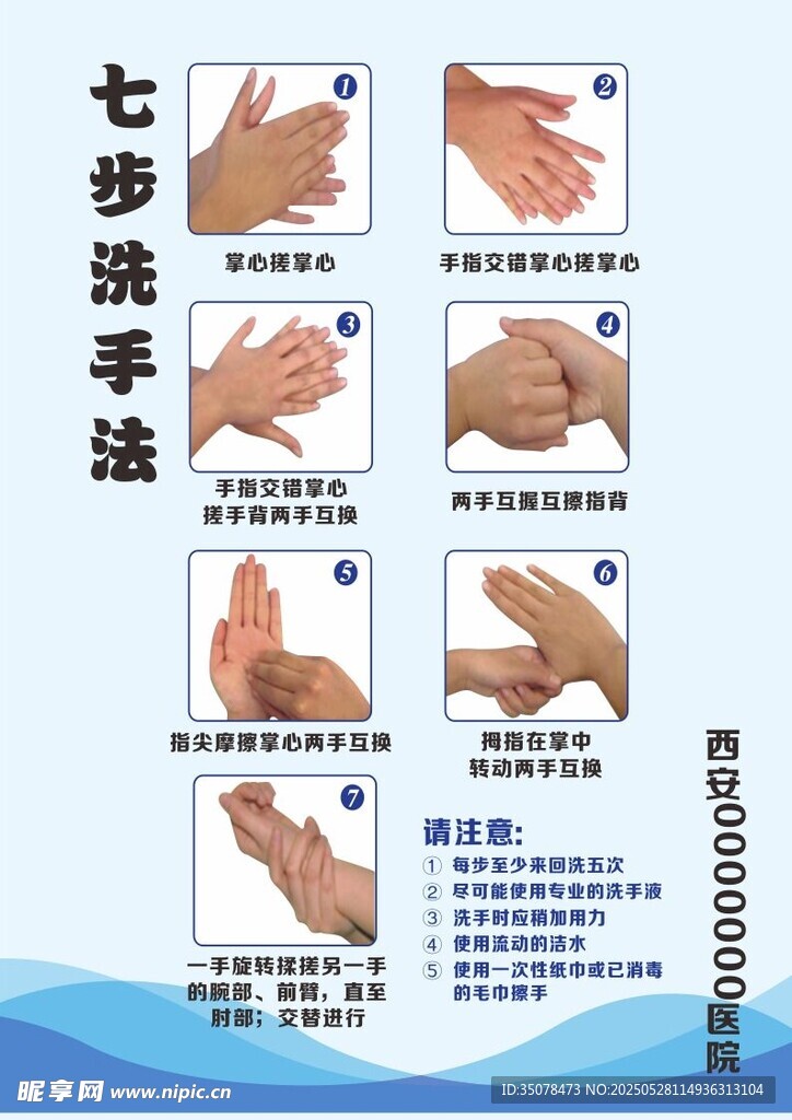 七步洗手法图示 未转曲 可修改