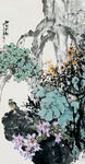 水墨花鸟山水图
