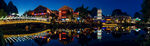 湖畔夜景古建筑倒影如画