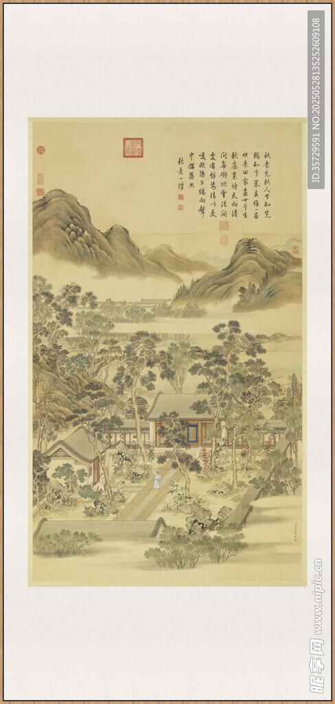 夷则清商图轴古代山水田园画作