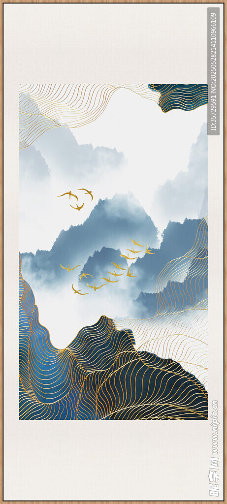 意境山水玄关画竖水墨山水意境图