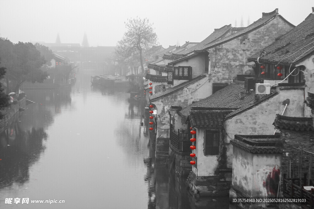 江南水乡古宅临水景致