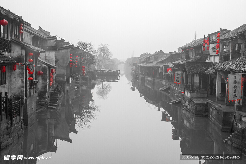 水墨江南水乡静谧景象