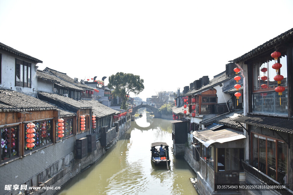 江南水乡古街河道风景