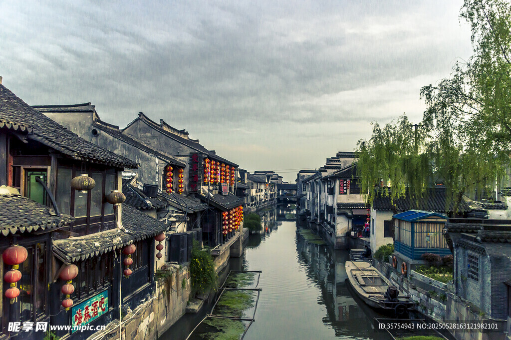 江南水乡古巷河道美景