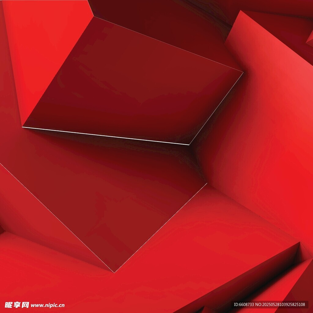 红色立体几何抽象图案