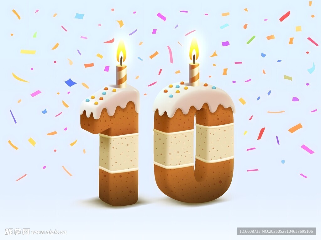 十岁生日蛋糕与蜡烛