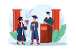 毕业典礼上的学生与演讲者