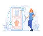 女性线上选购服装场景
