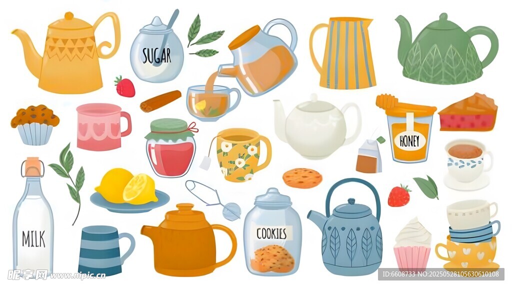 多彩厨房用品插画集合