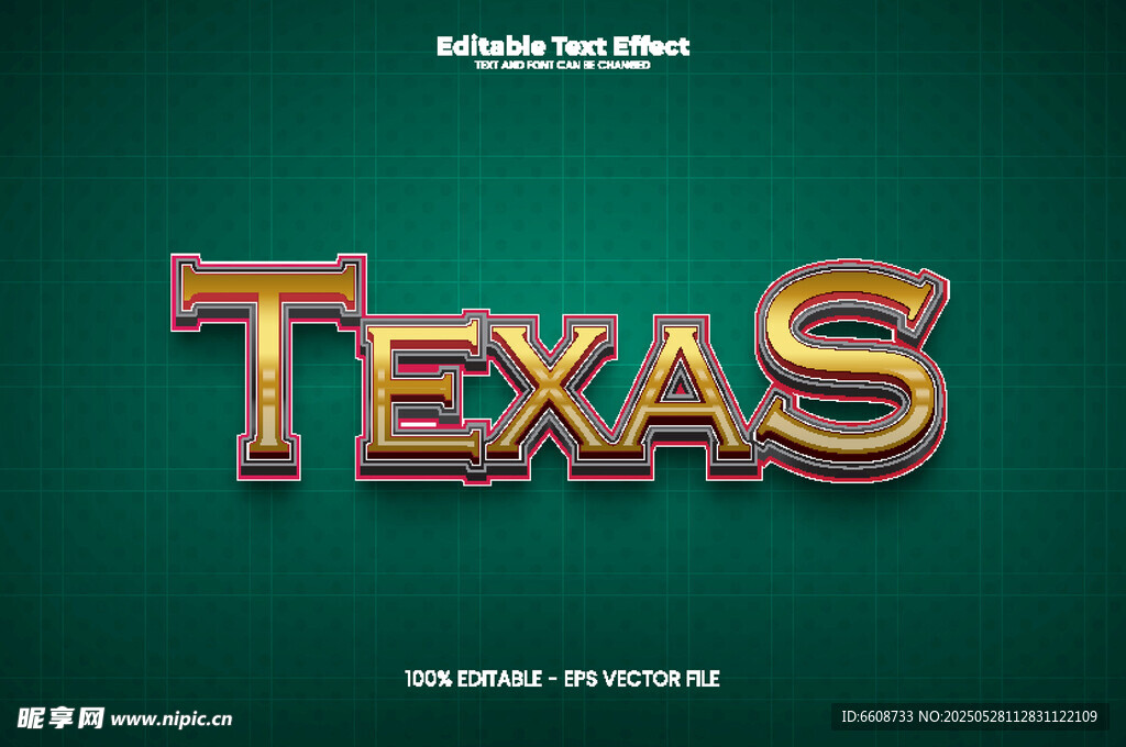 立体字效果的TEXAS展示